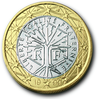 dos des pièces France 1 euro