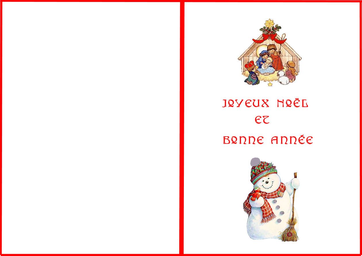 carte joyeux noël et bonne année - carte de noel à imprimer